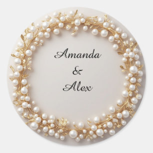 Gold Pearl Wreath Thank You Label ✨