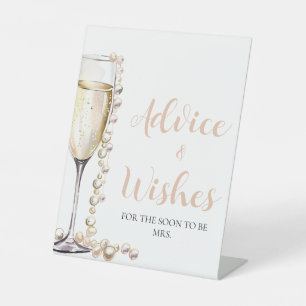 Gold Pearls and Prosecco Advice and Wishes Sign