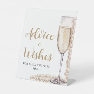 Gold Pearls and Prosecco Advice and Wishes Sign