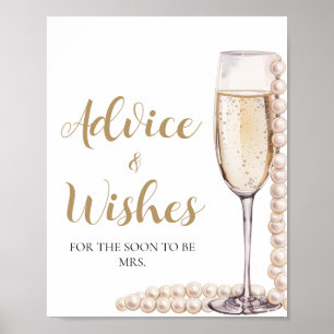 Gold Pearls and Prosecco Advice and Wishes Sign