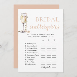Gold Pearls and Prosecco Bridal Scattegories Game Invitation