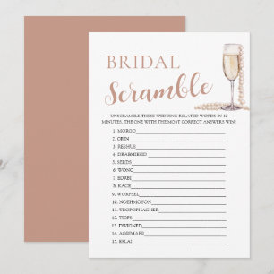 Gold Pearls and Prosecco Bridal Word Scramble Game Invitation