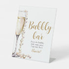 Gold Pearls and Prosecco Champagne Bubbly Bar Sign