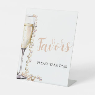 Gold Pearls and Prosecco Champagne Favours Sign