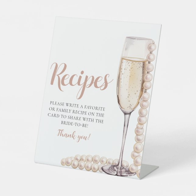 Gold Pearls and Prosecco Champagne Recipes Sign (Front)