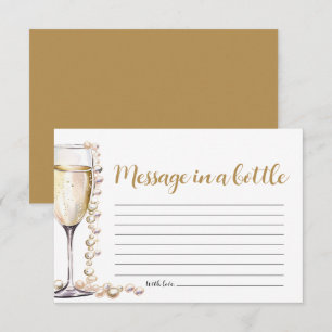 Gold Pearls and Prosecco Message In A Bottle Game Invitation