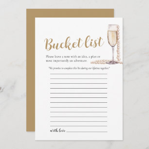 Gold Pearls and Prosecco Wedding Bucket List Game Invitation