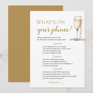 Gold Pearls and Prosecco What's On Your Phone Game Invitation