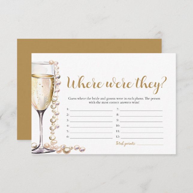 Gold Pearls and Prosecco Where Were They Game Invitation (Front/Back)