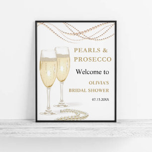 Gold Pearls & Prosecco Bridal Shower Welcome Sign