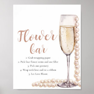 Gold Pearls & Prosecco Champagne Flower Bar Sign