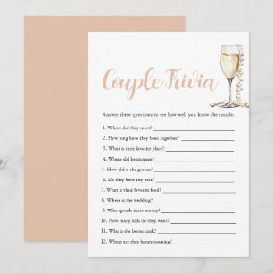 Gold Pearls & Prosecco Couple Trivia Bridal Game Invitation