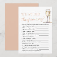 Gold Pearls & Prosecco What Did The Groom Say Game