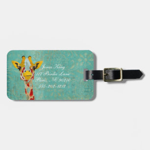 Gold Peeking Giraffe Luggage Tag