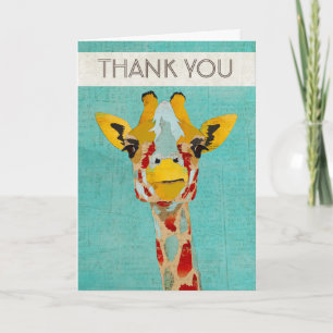Gold Peeking Giraffe Thank You Card
