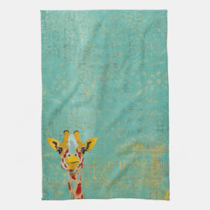 Gold Peeking Giraffe Towel