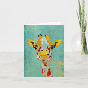 Gold Peeking Giraffes  Notecard