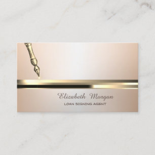Gold Pen Stripe Luminouse Notary Business Card