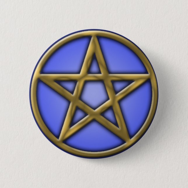 Gold Pentacle on Air 6 Cm Round Badge (Front)