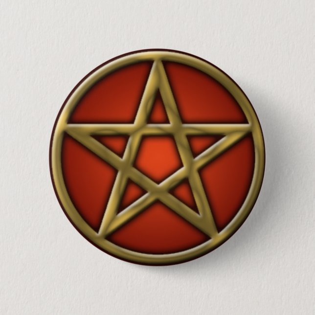 Gold Pentacle on Fire 6 Cm Round Badge (Front)