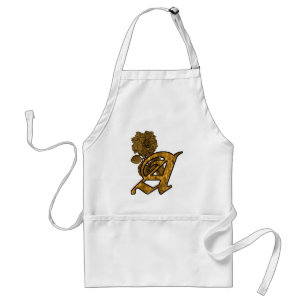 Gold Peony Elegant Monogram Initial A Standard Apron