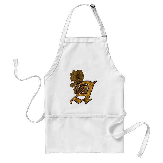 Gold Peony Elegant Monogram Initial A Standard Apron (Front)