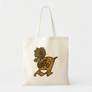 Gold Peony Elegant Monogram Initial A Tote Bag