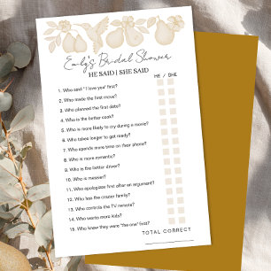 Gold Perfect Pear Bridal Shower He Said She Said G