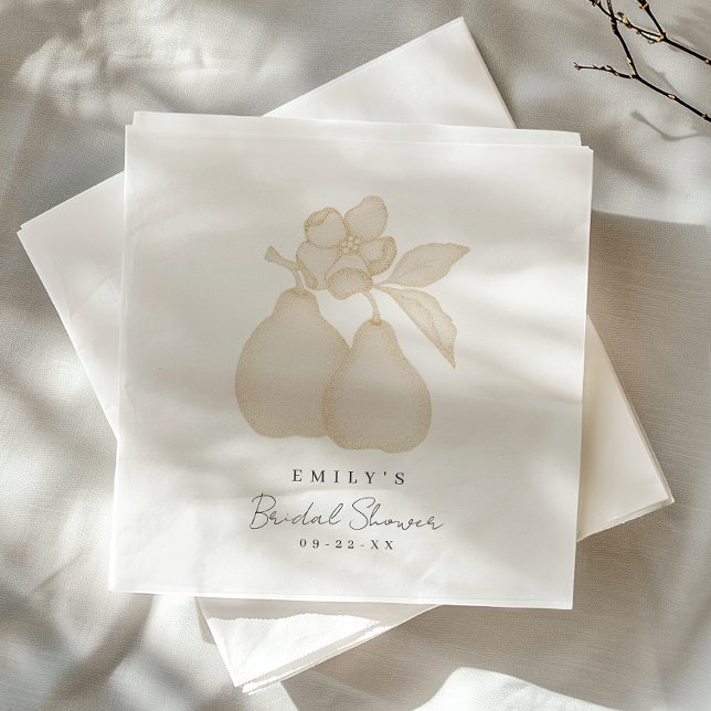 Gold Perfect Pear Bridal Shower Napkin (Pear Napkins)