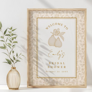 Gold Perfect Pear Bridal Shower Poster Sign
