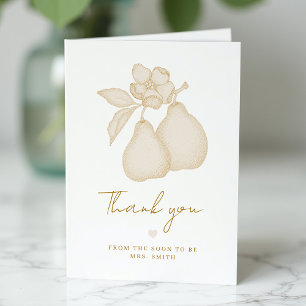 Gold Perfect Pear Bridal Shower Thank You Card