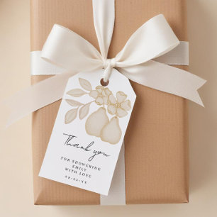 Gold Perfect Pear Bridal Shower Thank You Favor  Gift Tags