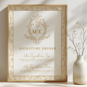 Gold Perfect Pear Signature Drinks Bar Sign