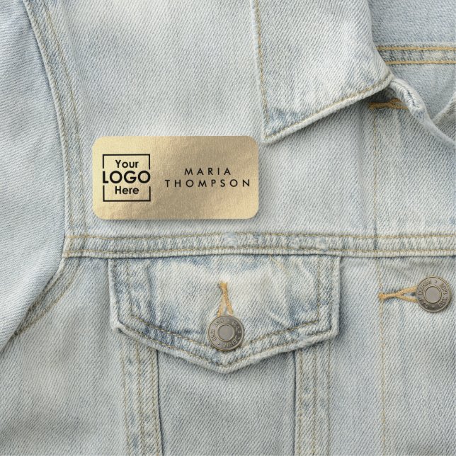 Gold Personalised Business Logo Employee Staff Name Tag (In Situ)