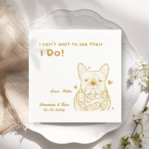 Gold Personalised Custom Dog Simple Wedding Napkin