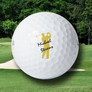 Gold Personalised Golfer Golf Balls