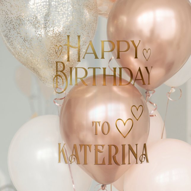 Gold Personalised Happy Birthday Stickers w Hearts (Creator Uploaded)
