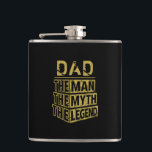 Gold Personalised Name The Man The Myth The Legend Hip Flask<br><div class="desc">Personalised your own name,  "the Man the Myth the Legend" typography design in black and gold,  great custom gift for men,  dad,  grandpa,  husband,  boyfriend on father's day,  birthday,  anniversary,  and any special day.</div>