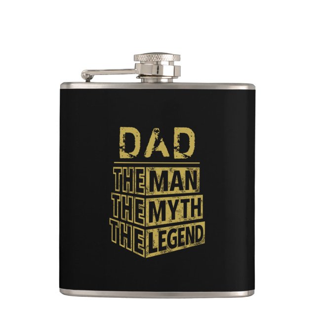 Gold Personalised Name The Man The Myth The Legend Hip Flask (Front)