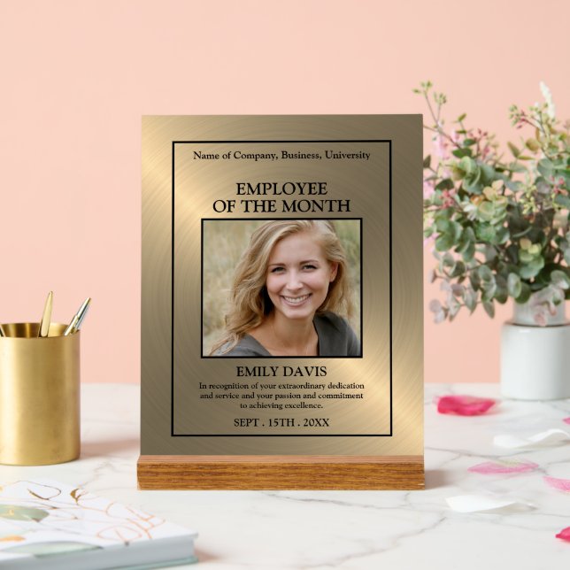 Gold/Personalised Photo - Employee Award Acrylic Sign (Wedding)