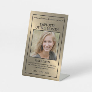 Gold/Personalised Photo - Employee Award Pedestal Sign
