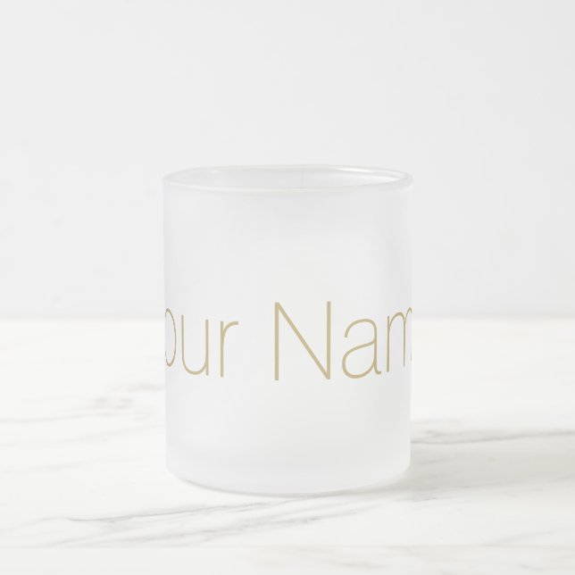 Gold Personalised with Your Name Print Frosted Glass Coffee Mug (Center)