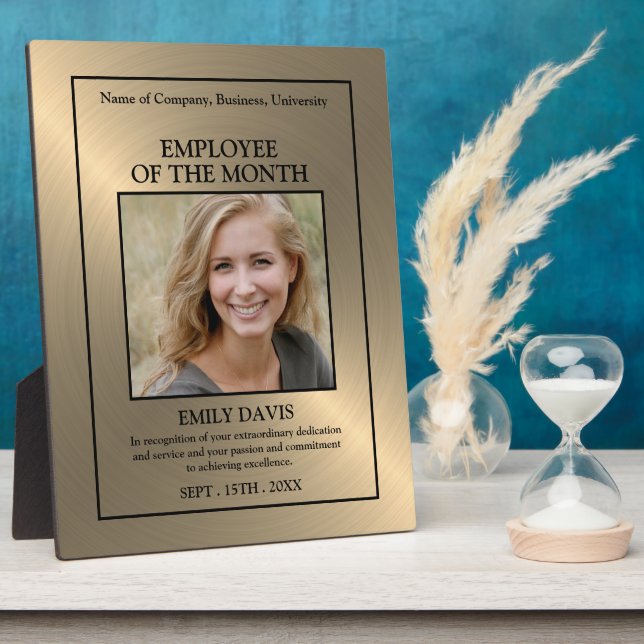 Gold/Personalized Photo - Employee Award Plaque (Side)