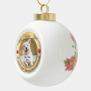 Gold Pet Memorial - Forever Remembered Ceramic Ball Christmas Ornament