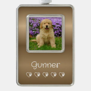 Gold Pet Photo Ornament - Vertical Frame, Photo
