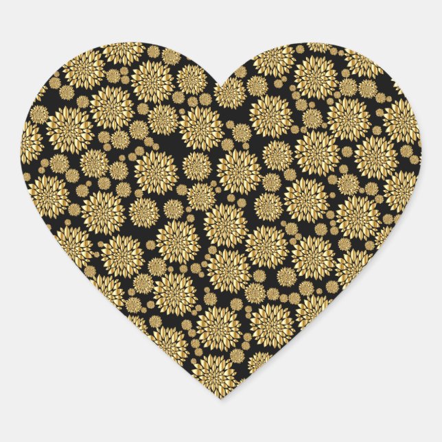 Gold Petals Heart Design Sticker (Front)