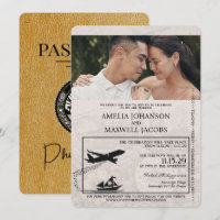Gold Philippines Passport Wedding Invitation