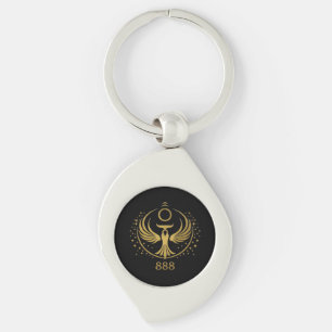 Gold Phoenix 888 Keychain Spiritual Symbol Sigil