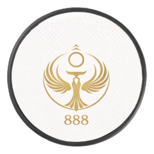 Gold Phoenix 888 Keychain Spiritual Symbol Sigil Hockey Puck