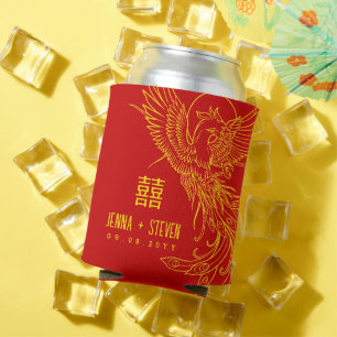 Gold Phoenix Double Happiness Can Cooler
